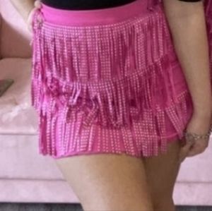 Hot Pink Fringe Skirt